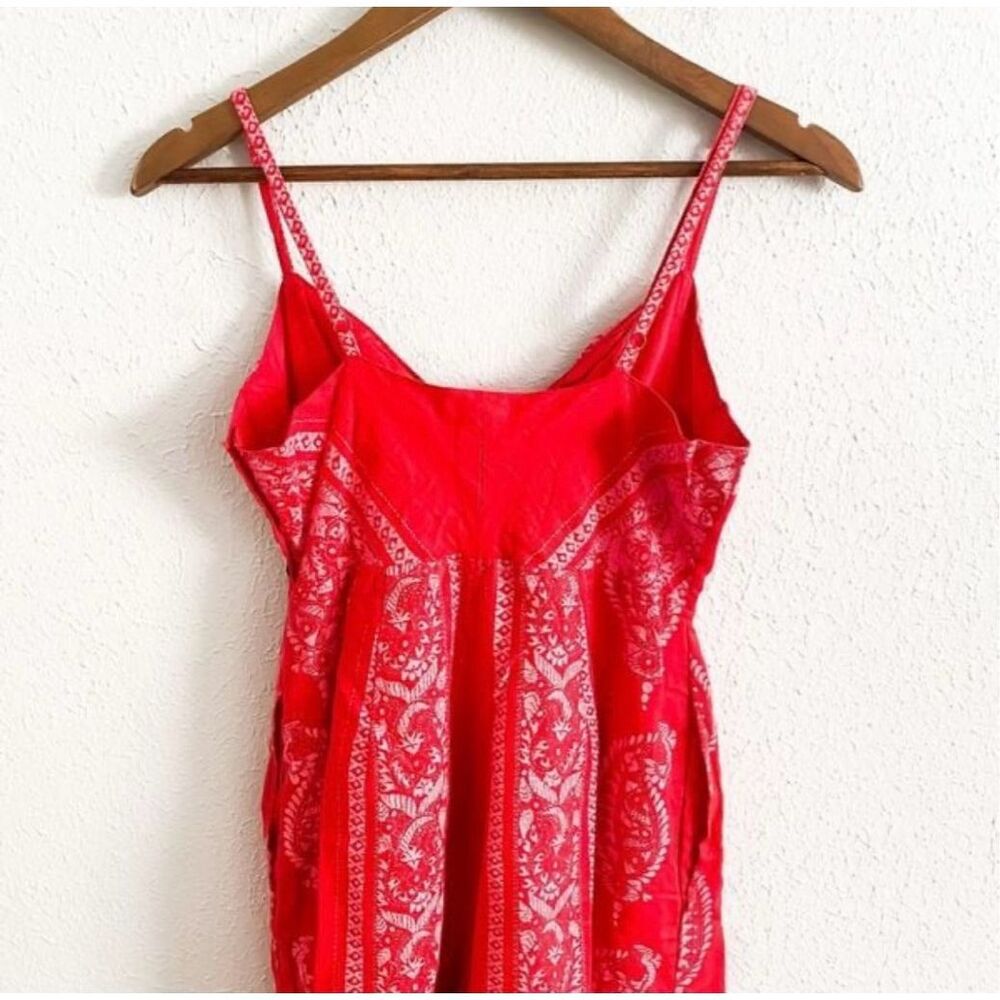 Free People REVOLVE Linen Jumpsuit Red Feel The Sun Size 4 - Picture 5 of 10